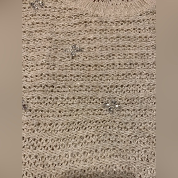 Hollister Cream Sparkling Knitted Sweater with Flower Sequin - Picture 7 of 7